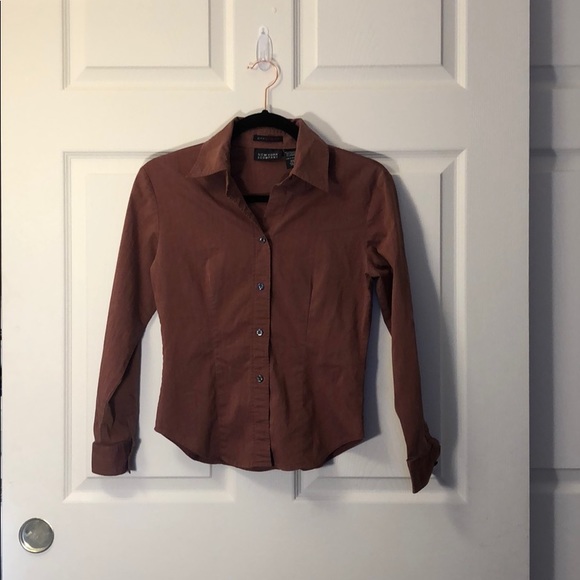 Maroon New York & Company Long-sleeved Shirt - Picture 3 of 7